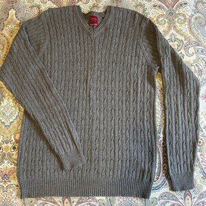 Arrow - Cotton Cashmere Classic V-Neck Cable Knit Sweater Men Medium